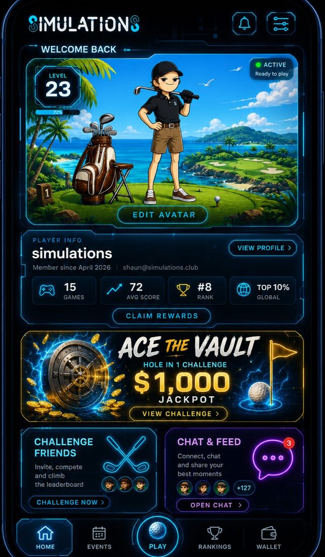 SIMULATIONS app dashboard preview